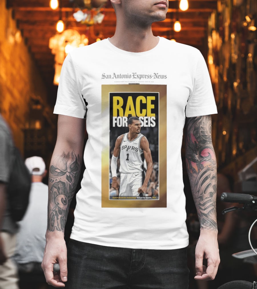 San Antonio Express News Victor Wembanyama Spurs Race For Seis Basketball T-Shirt