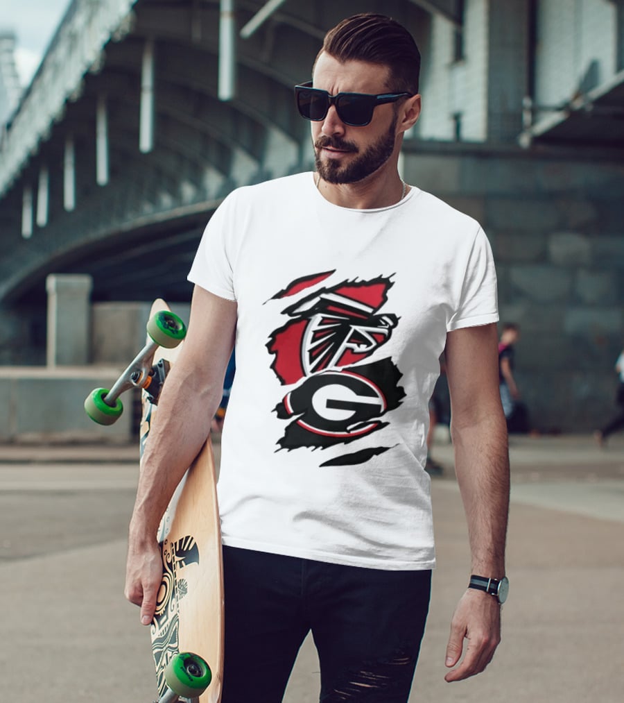 Atlanta Falcons Georgia Bulldogs Sports Team Graphic Rip T-Shirt
