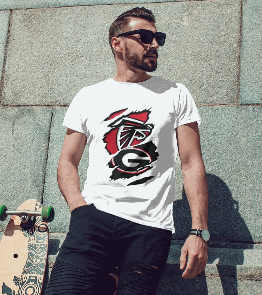 Atlanta Falcons Georgia Bulldogs Sports Team Graphic Rip T-Shirt