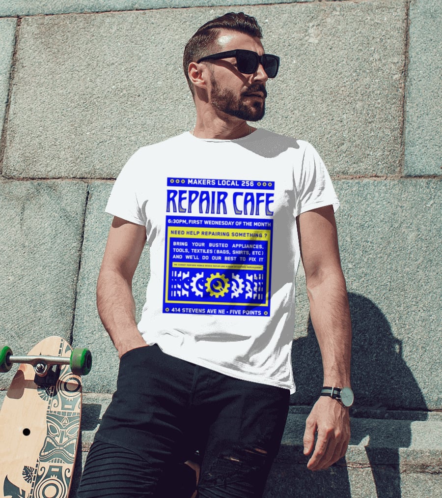 Makers Local 256 Repair Cafe Need Help Repairing Something Wrench T-Shirt