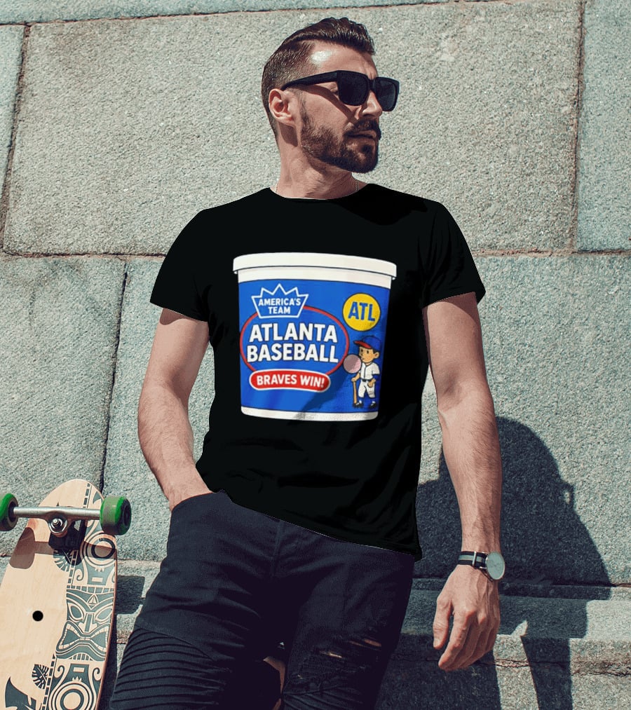 Braves Win America's Team Atlanta Baseball ATL Bubble Gum Crown T-Shirt