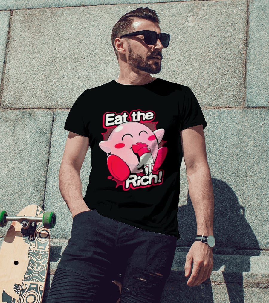 Eat The Rich Pink Character Eating Playful T-Shirt