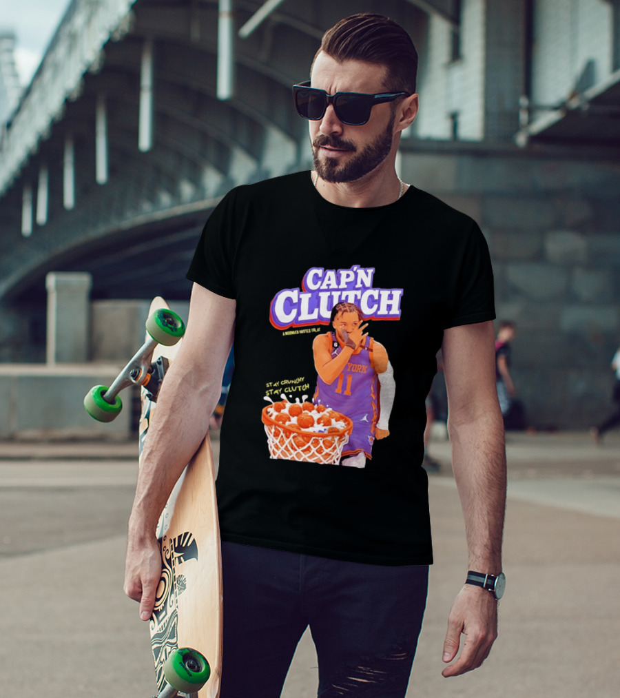 New York Knicks Jalen Brunson Capn Clutch Basketball Cereal Stay Crunchy T-Shirt