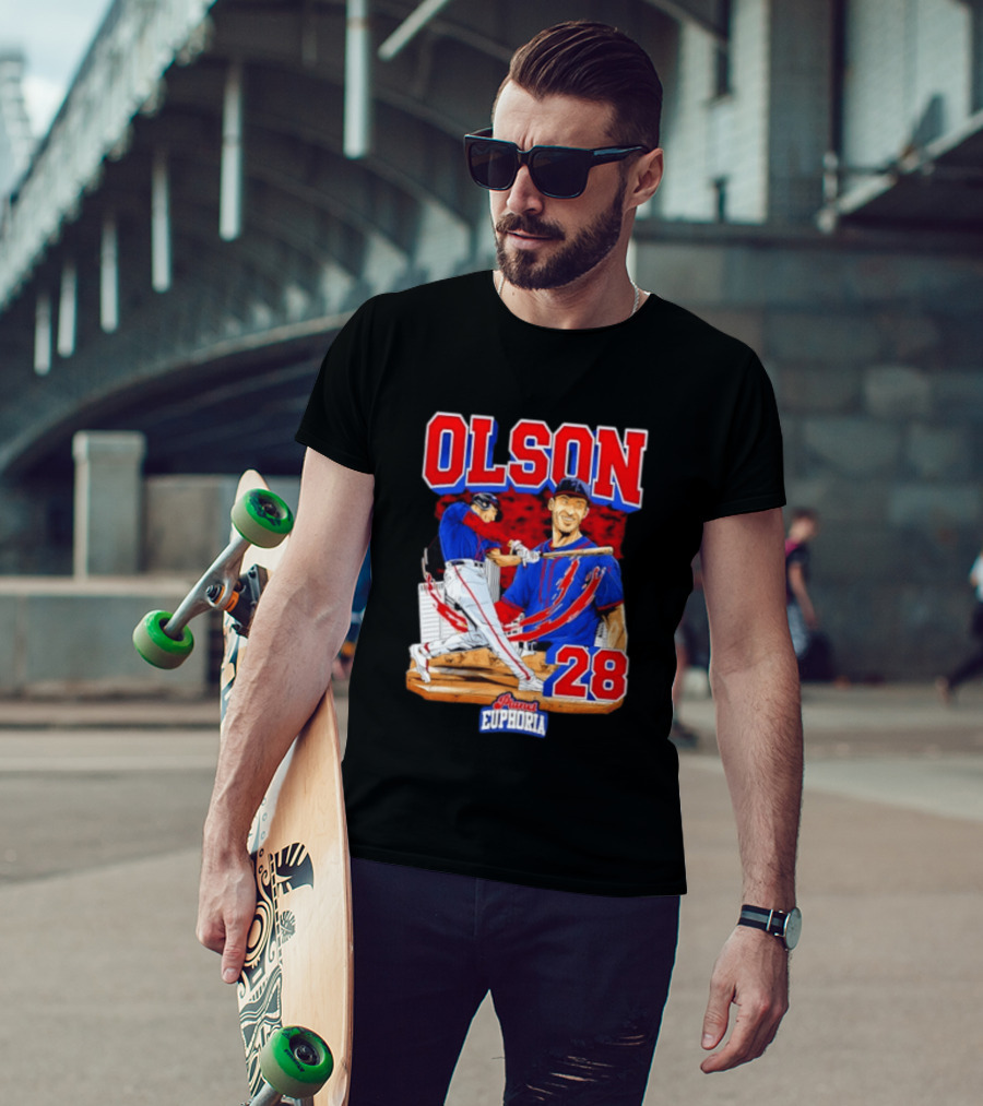Matt Olson 28 Planet Euphoria Braves Baseball Comic Swing T-Shirt