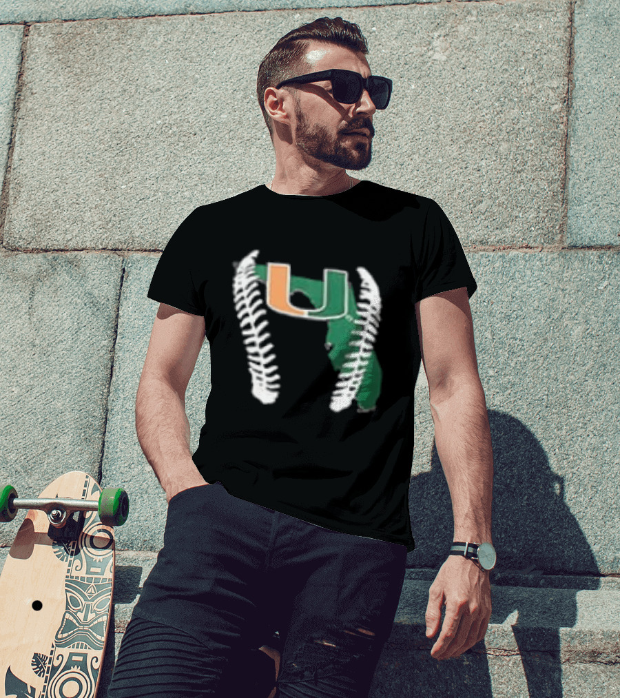 Miami Hurricanes U 2026 Baseball Orange Green T-Shirt