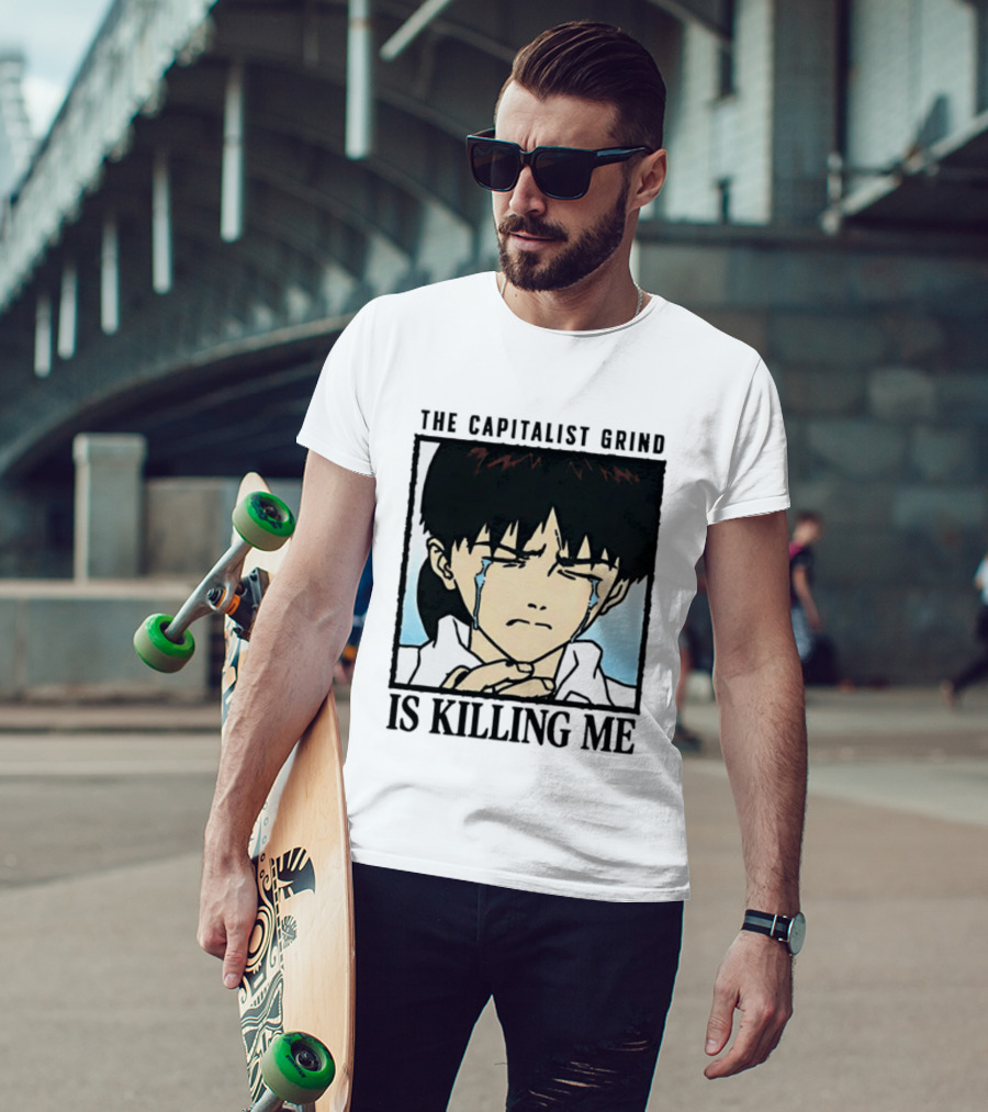 Shinji Ikari The Capitalist Grind Is Killing Me Neon Genesis Evangelion T-Shirt