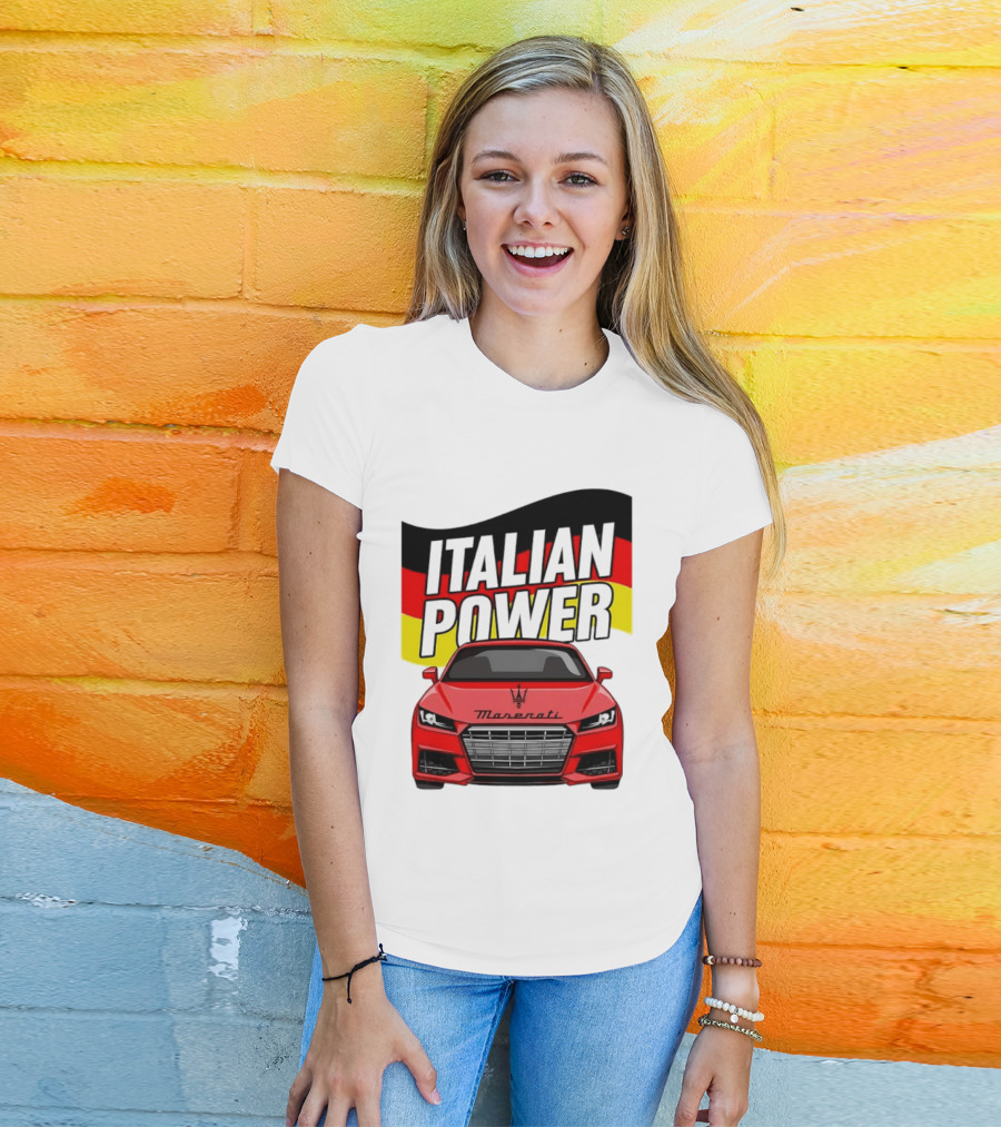 Maserati Italian Power German Flag Car T-Shirt