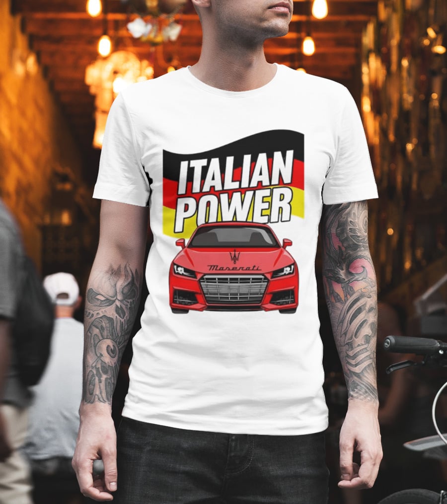 Maserati Italian Power German Flag Car T-Shirt