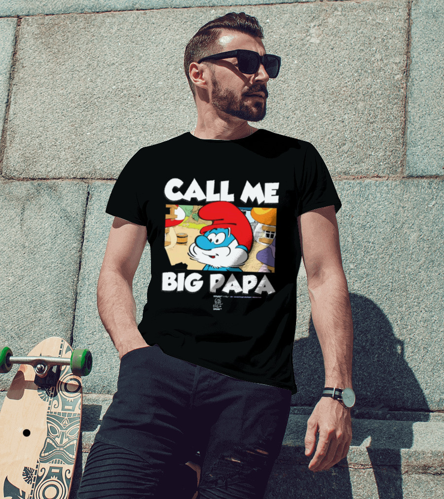 Call Me Big Papa Smurf Iconic Cartoon Character Scene T-Shirt
