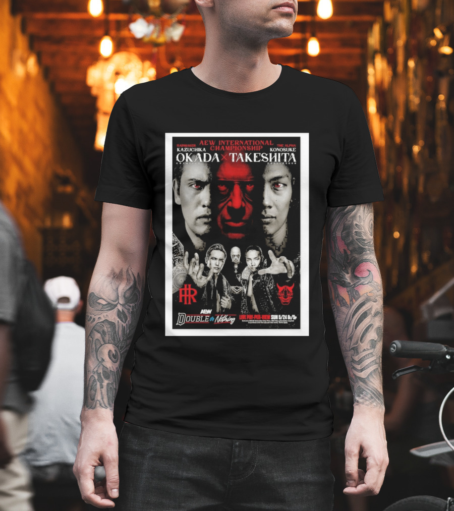AEW International Championship Kazuchika Okada Vs Konosuke Takeshita Double Or Nothing 2026 Pay Per View T-Shirt