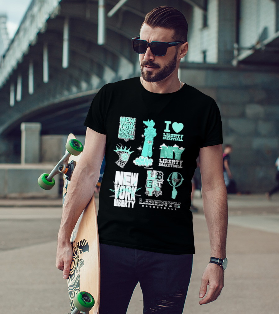 New York Liberty I Love Liberty Basketball Statue Of Liberty T-Shirt