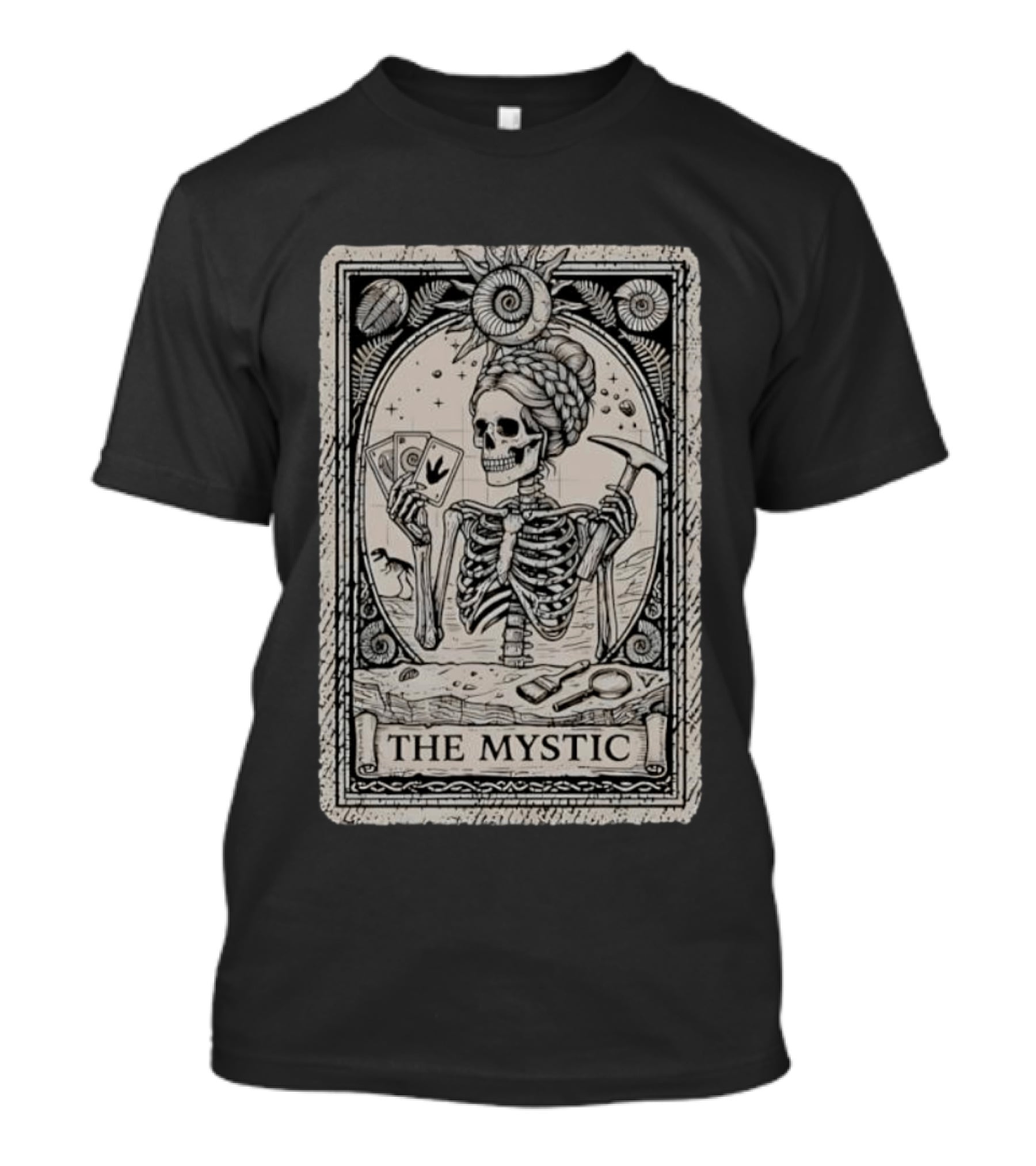 The Mystic Skeleton Tarot Card Fossil Digging Paleontology T-Shirt