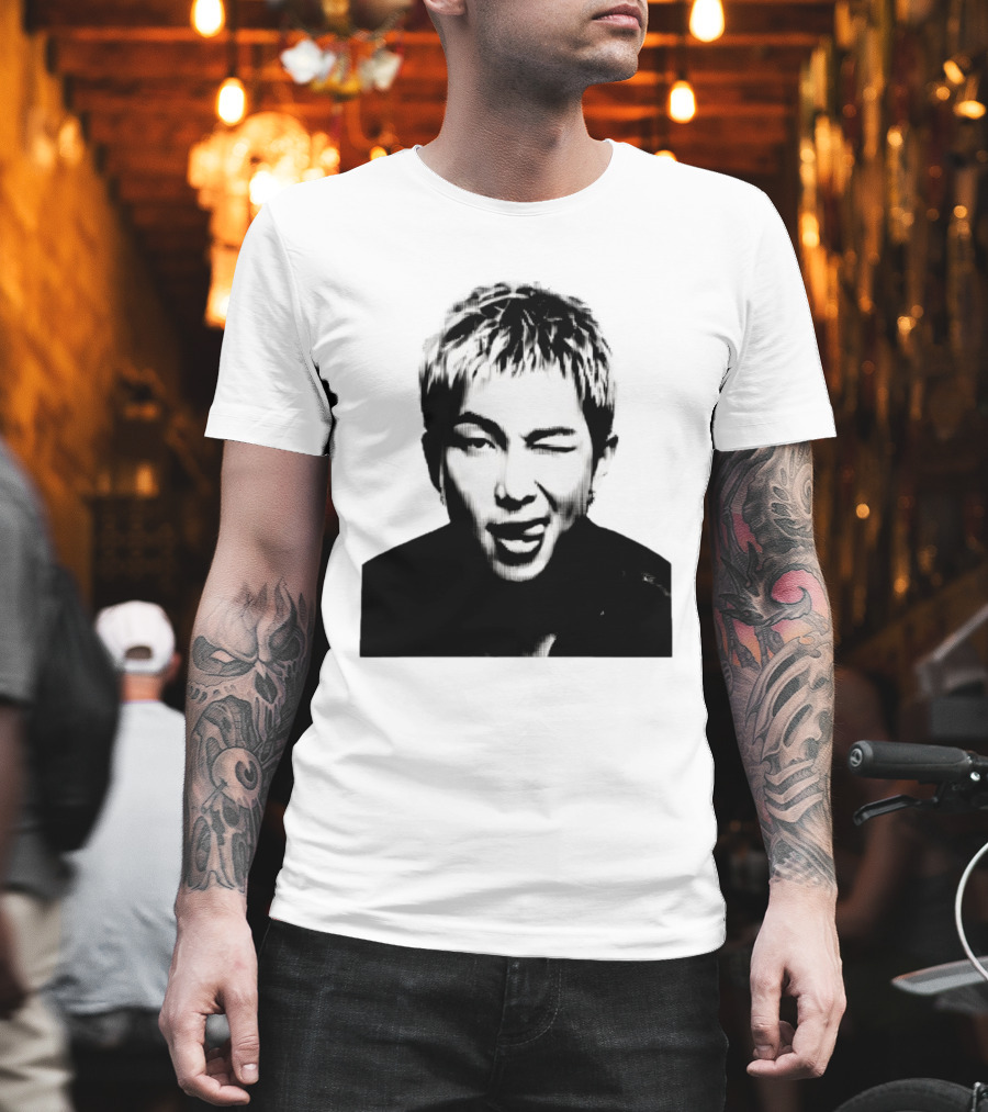 Kim Namjoon BTS K Pop Music Star Halftone Monochrome T-Shirt
