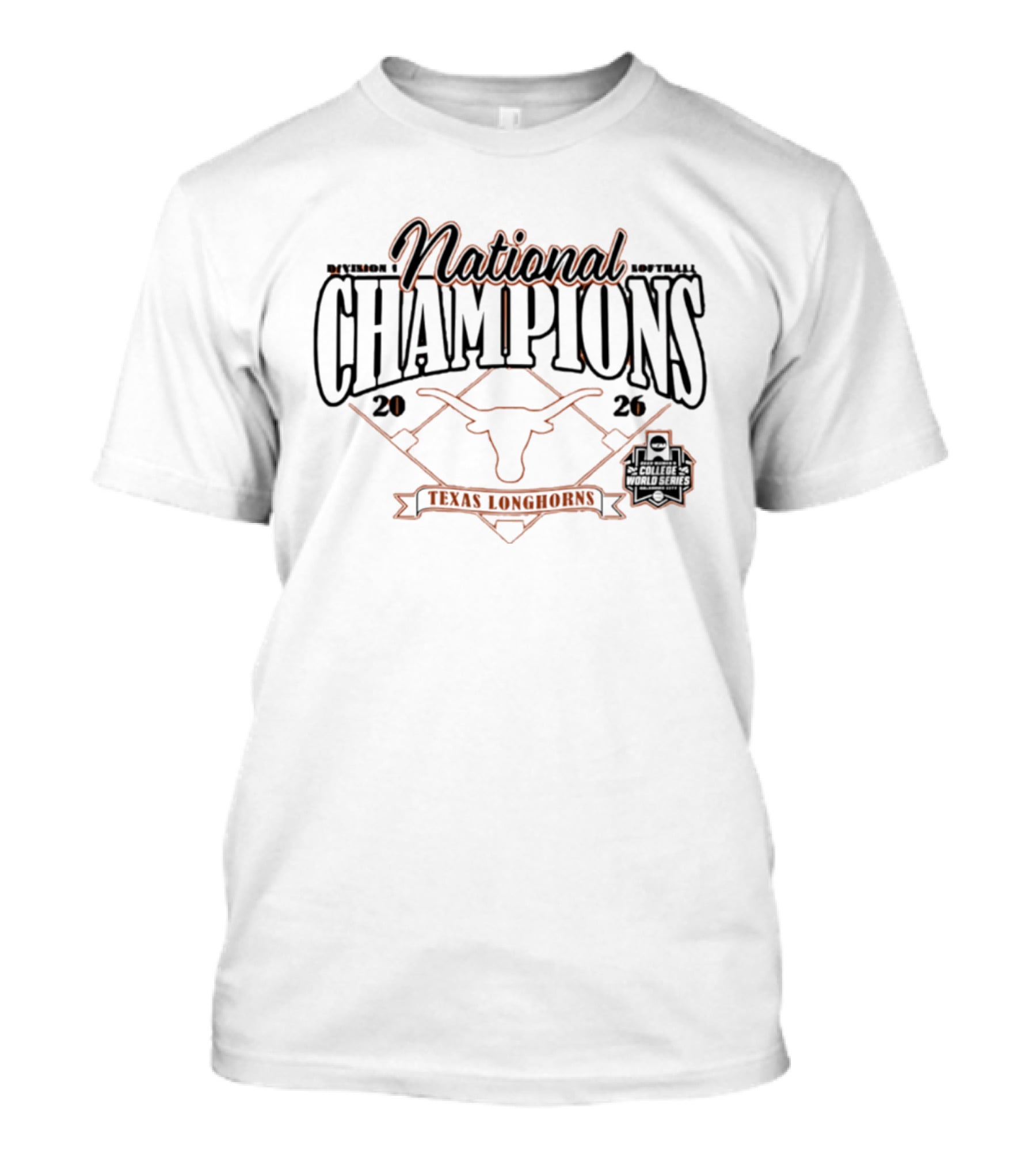 Texas Longhorns 2026 National Champions Softball Diamond T-Shirt