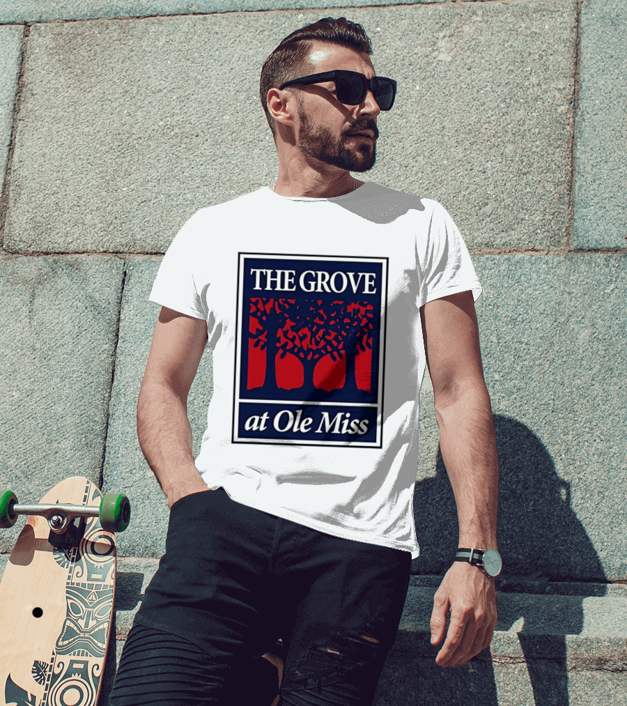 The Grove At Ole Miss Trees Red Blue T-Shirt