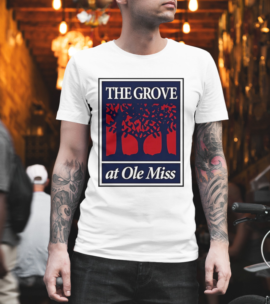 The Grove At Ole Miss Trees Red Blue T-Shirt