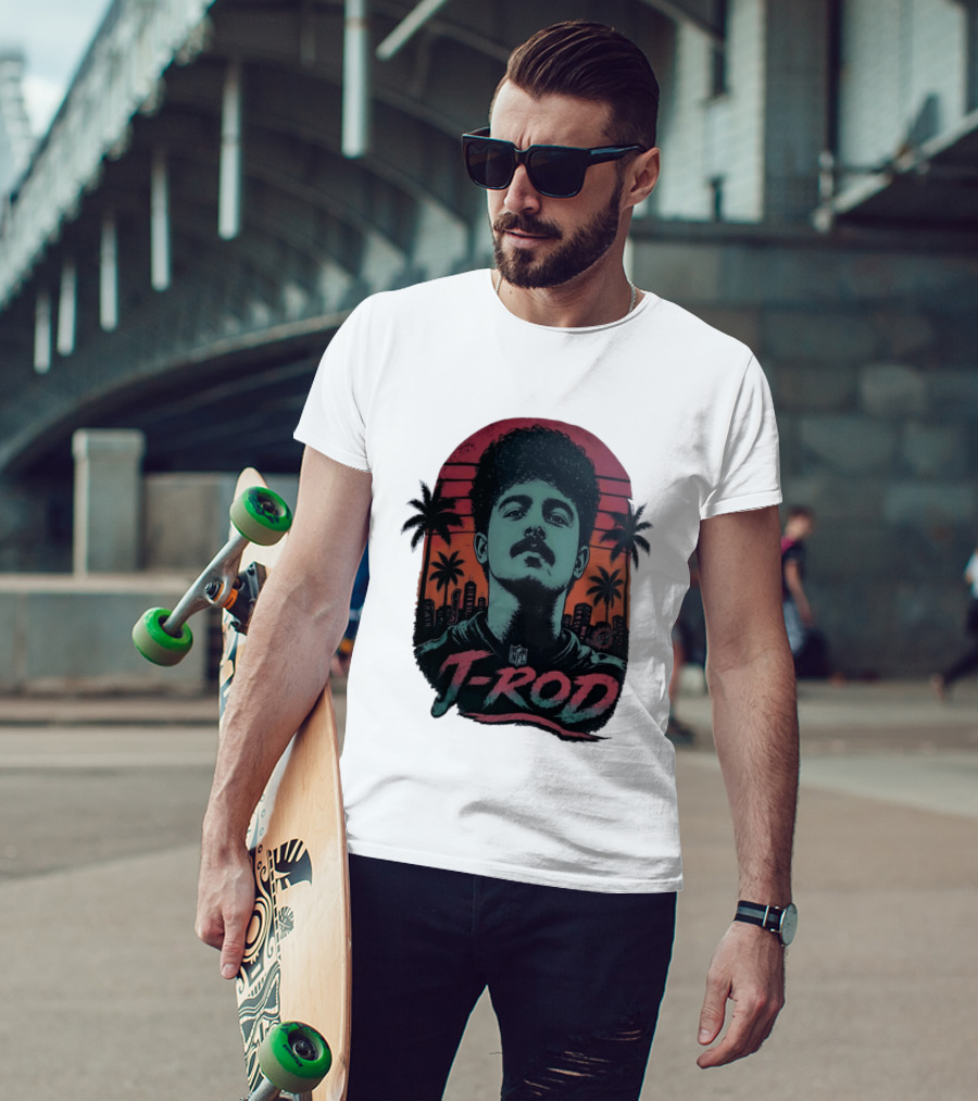 J ROD Miami Dolphins Vaporwave Aesthetic Neon Lights NFL T-Shirt