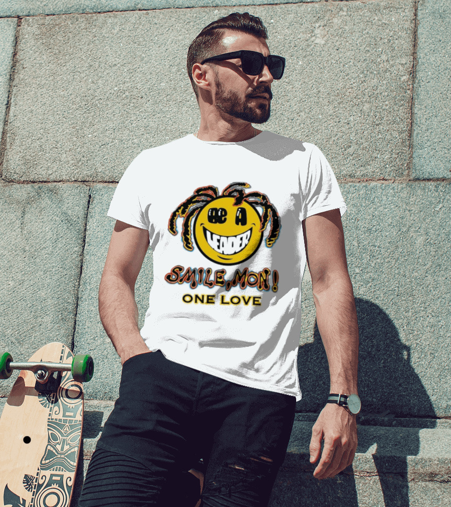 Be A Leader Smile Mon One Love Dreadlocks Emoji T-Shirt