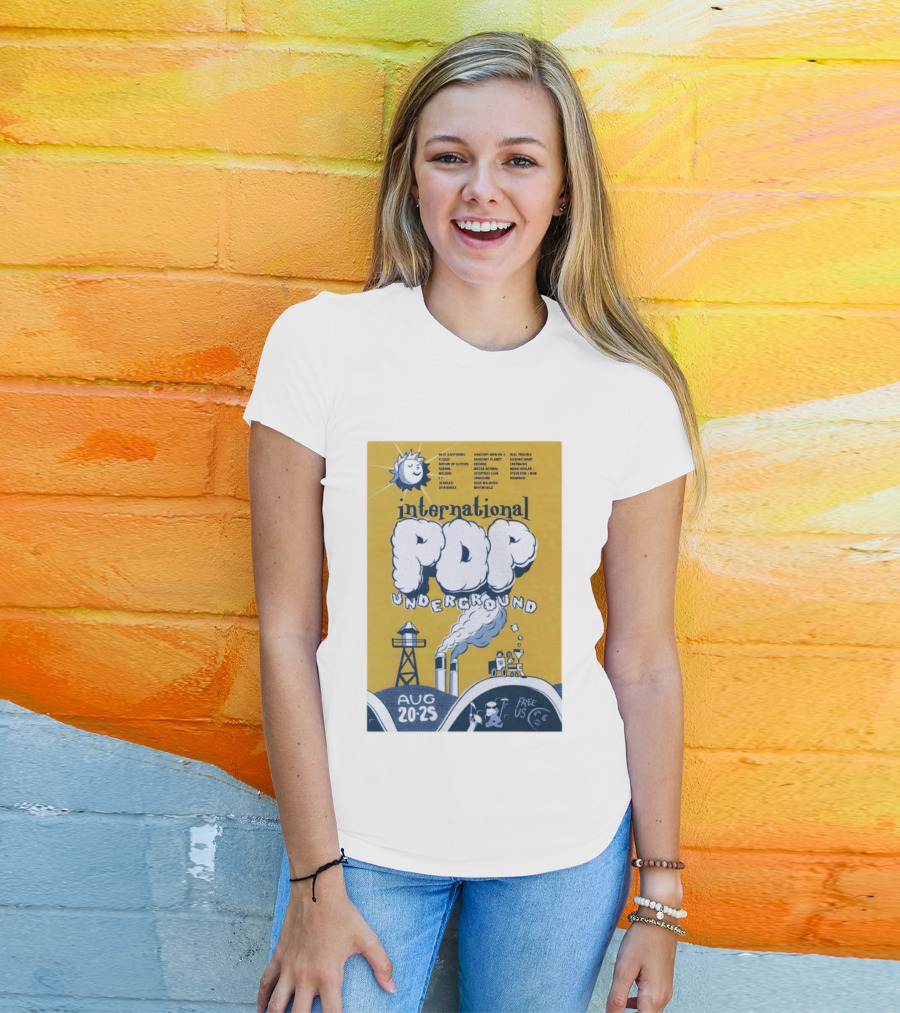 International Pop Underground Festival August 20 25 Beat Happening Fugazi Legend Of Yulesville Seaweed Спинанес Free Us T-Shirt
