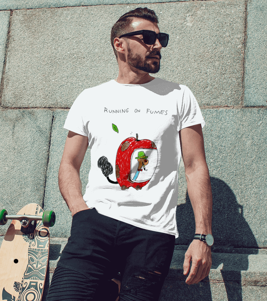 Running On Fumes Lowly Worm Apple Car T-Shirt