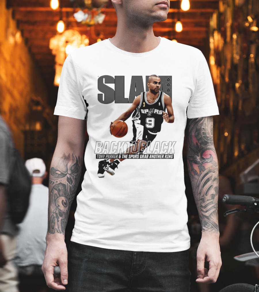 SLAM Back To Black San Antonio Spurs Tony Parker 9 Spurs Grab Another Ring T-Shirt