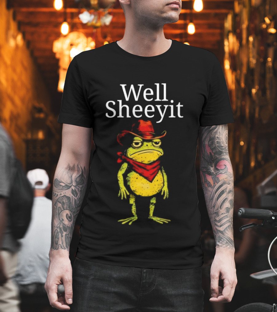 Well Sheeyit Frog Cowboy Hat And Bandana T-Shirt