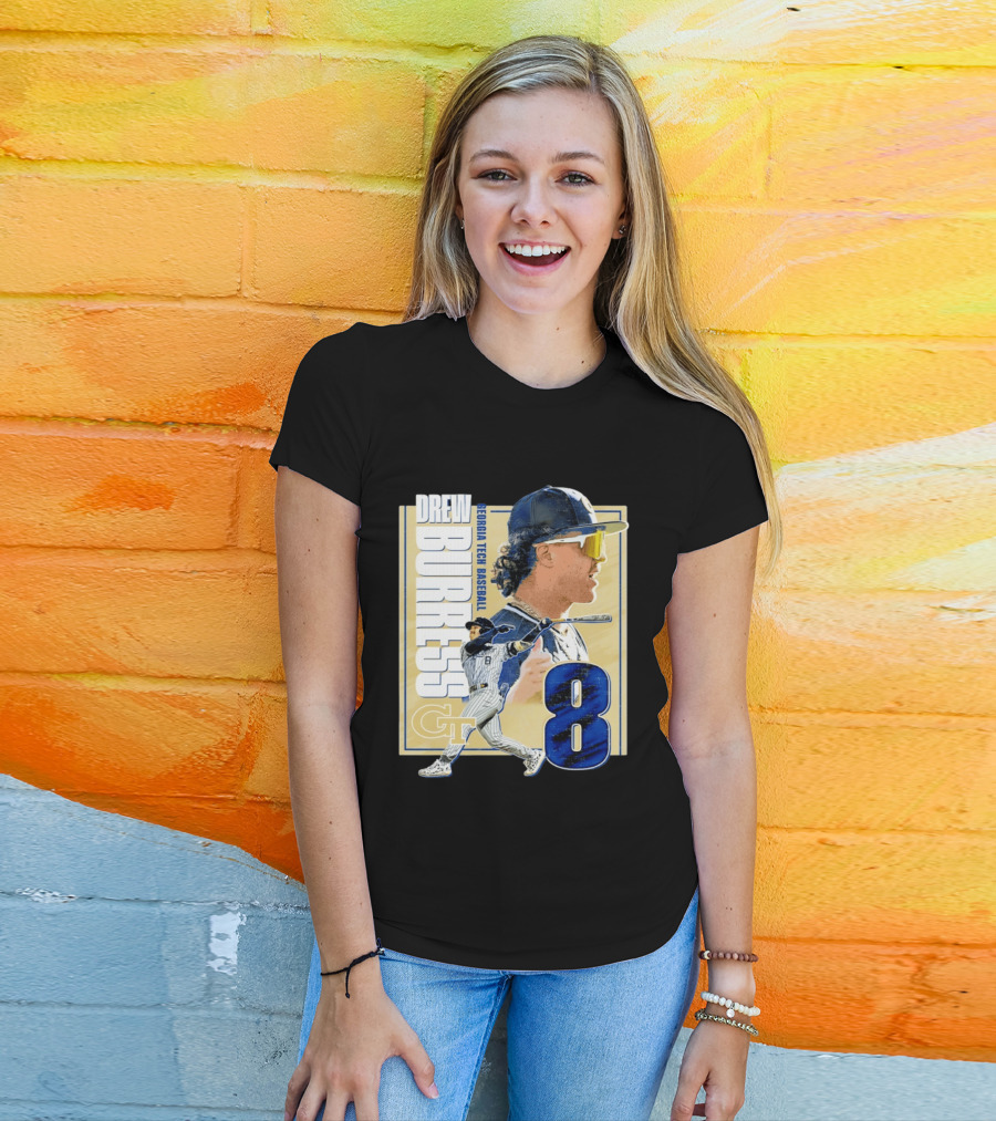 Drew Burress Georgia Tech Baseball Athlete Number 8 T-Shirt