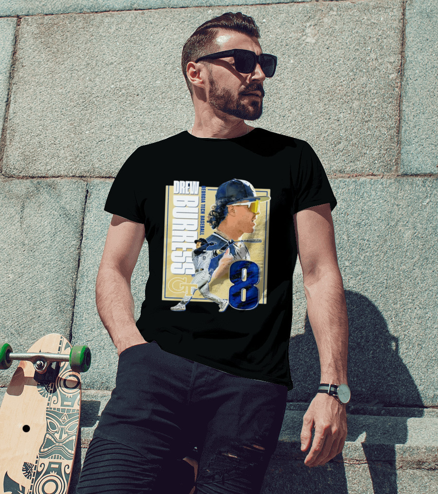 Drew Burress Georgia Tech Baseball Athlete Number 8 T-Shirt