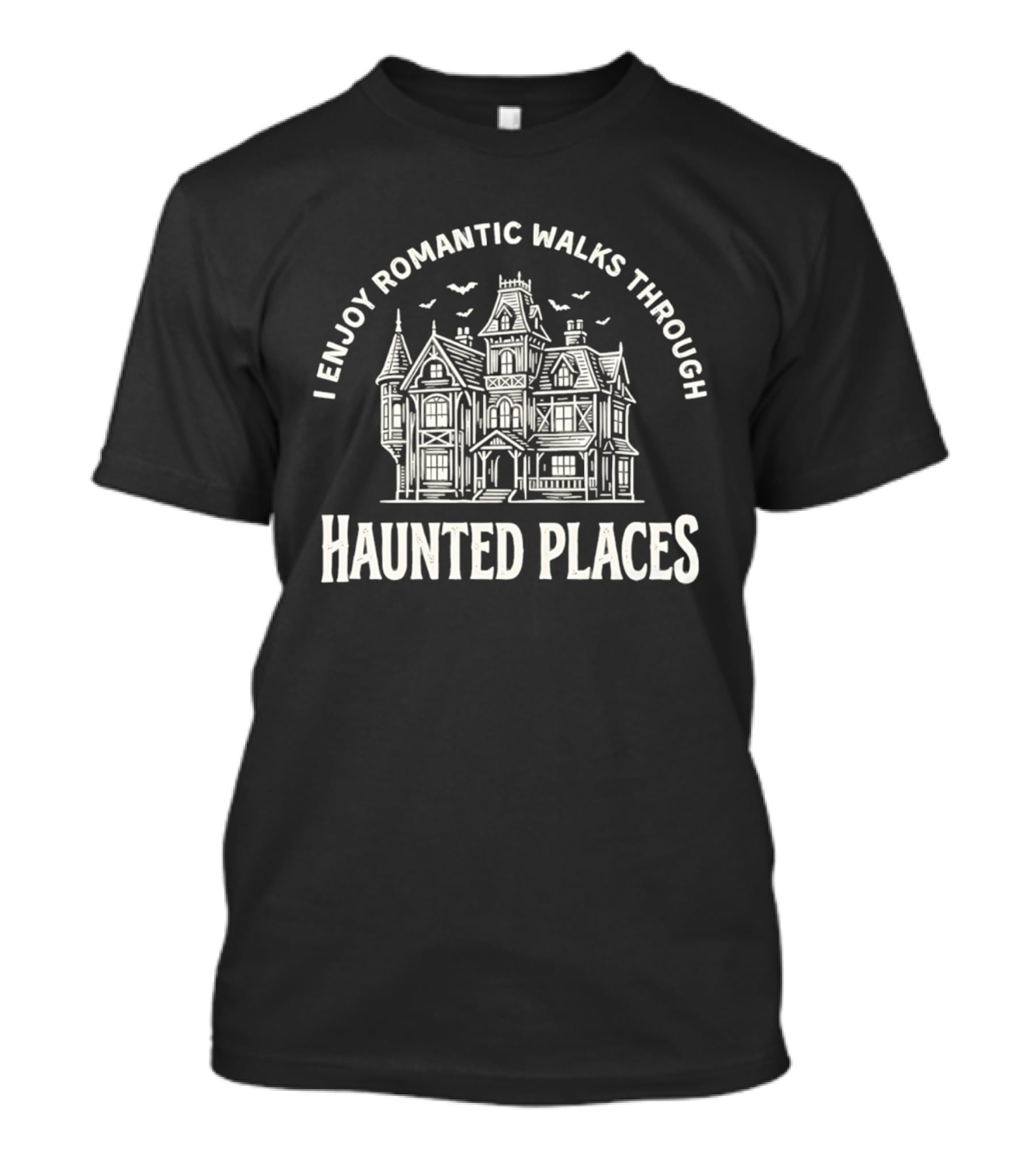 I Enjoy Romantic Walks Through Haunted Places Ghostly Mansion T-Shirt