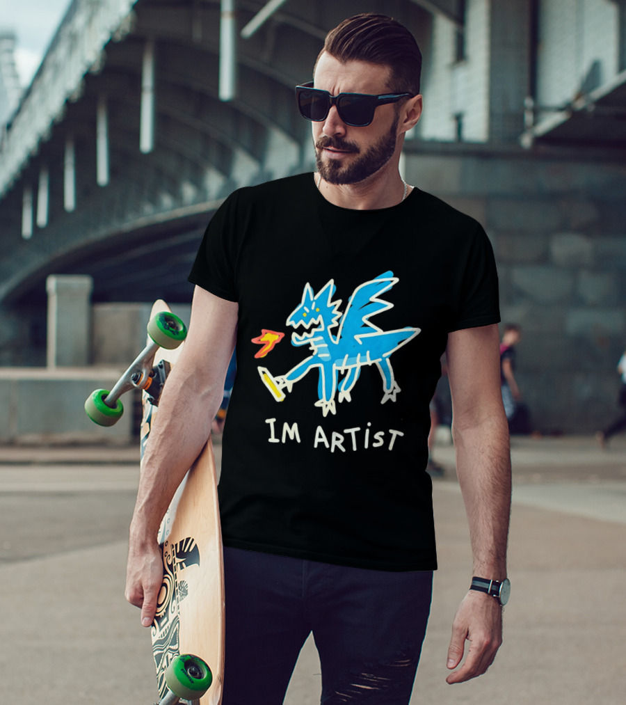 IM Artist Dragon Blue Winged Creature Fire Brush T-Shirt