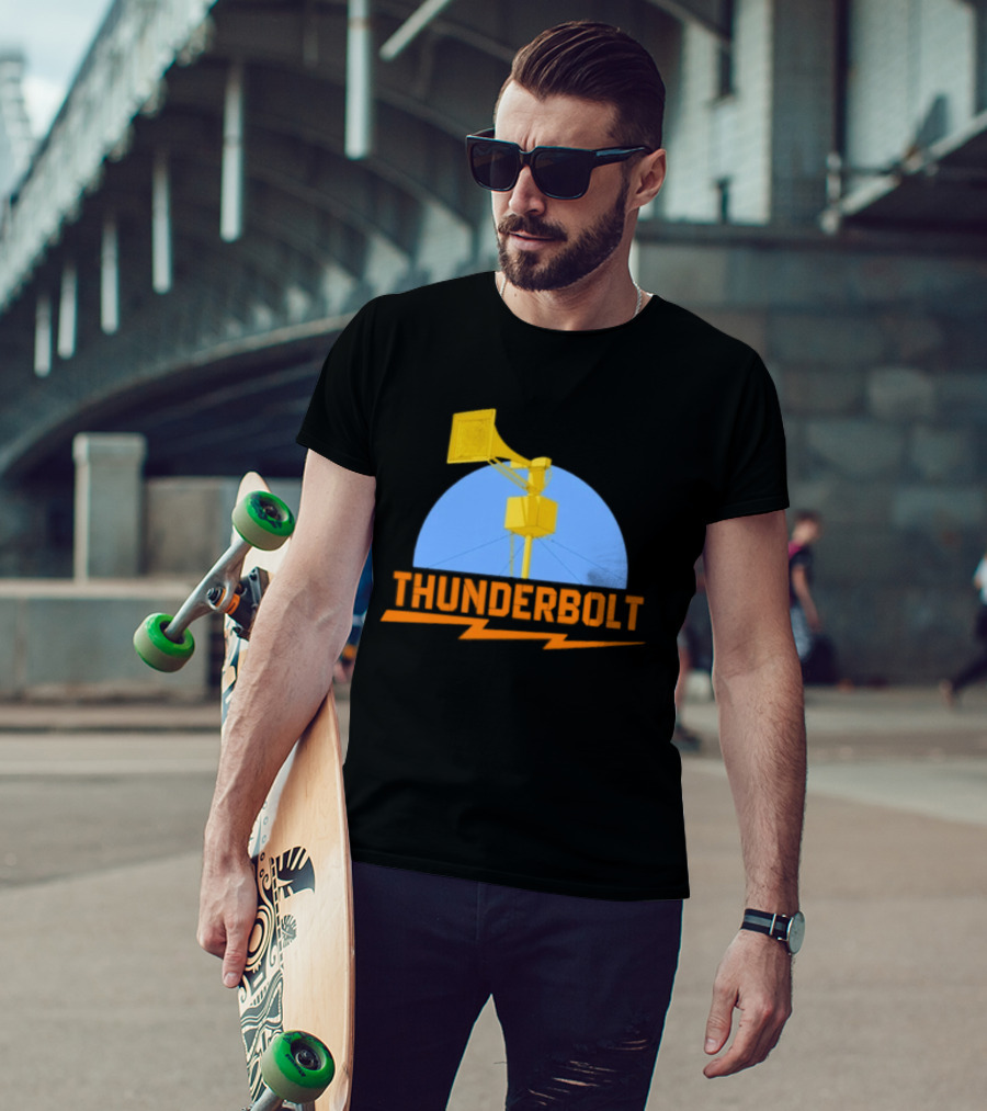 Thunderbolt Civil Defense Siren Lightning Bolt Black T-Shirt