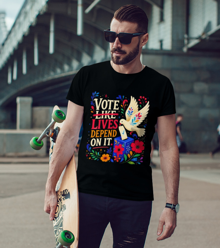 Vote Like Lives Depend On It Dove Floral Voting Rights T-Shirt