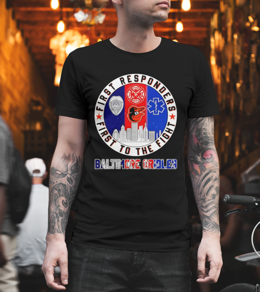 First Responders Baltimore Orioles City Skyline T-Shirt