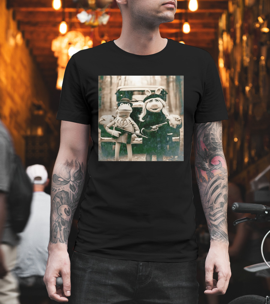 The Muppets Kermit The Frog Miss Piggy Gangster T-Shirt