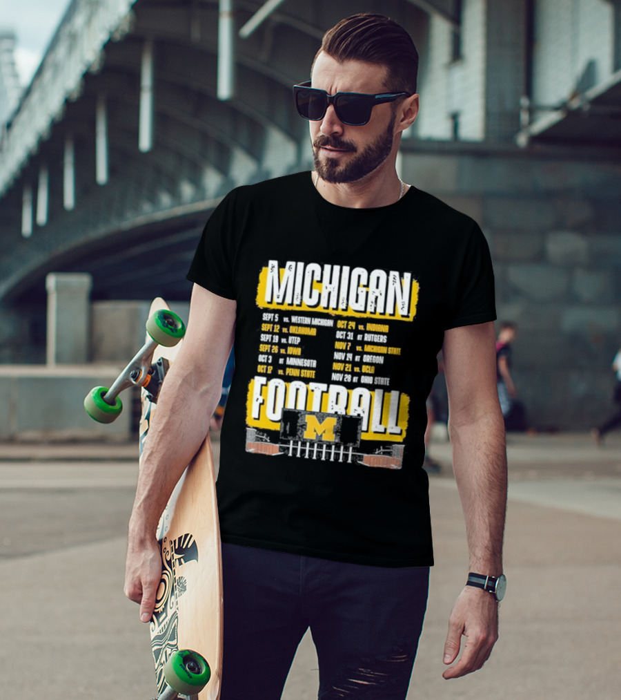 Michigan Football Big Ten Conference Schedule Ann Arbor Stadium Route Eateries And Landmarks T-Shirt