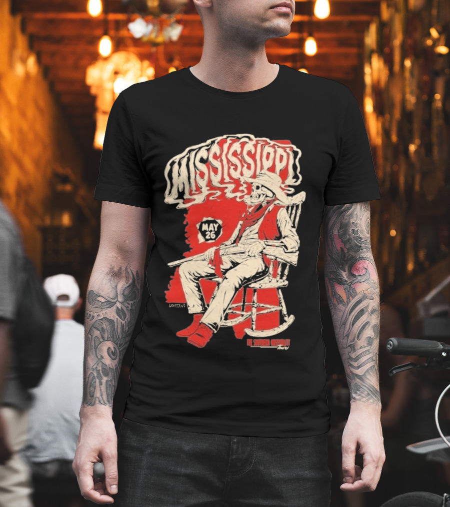 Whiskey Myers May 26 Mississippi Cowboy In Rocking Chair T-Shirt