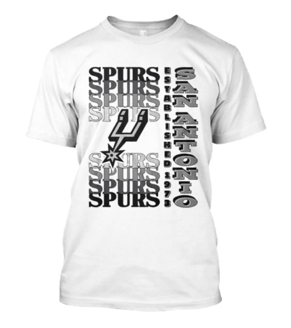 San Antonio Spurs Stacked Wordmark Logo With Iconic Spur T-Shirt