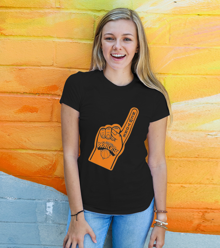 New York Knicks Foam Finger Basketball Fan Gear T-Shirt