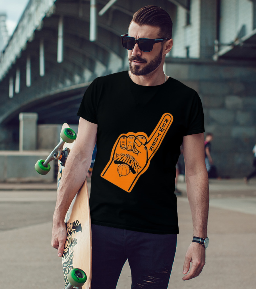 New York Knicks Foam Finger Basketball Fan Gear T-Shirt