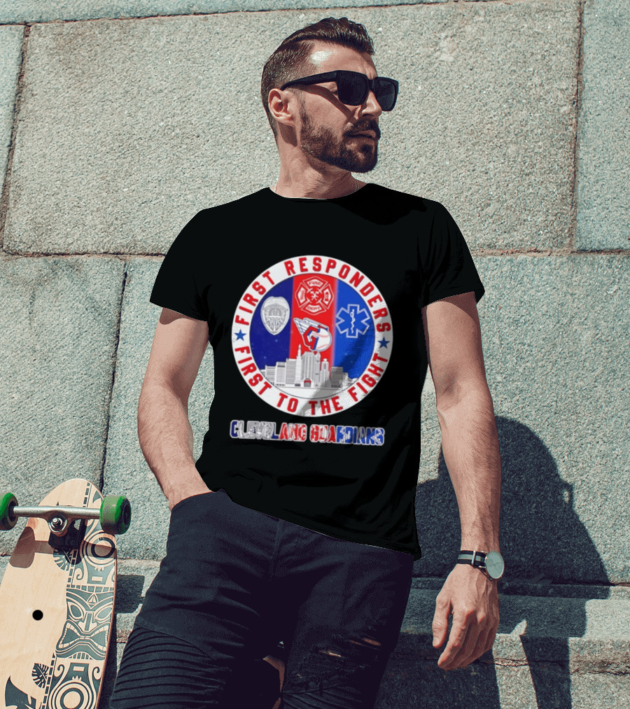 Cleveland Guardians First Responders First To The Fight Police Fire Medical Cityscape T-Shirt