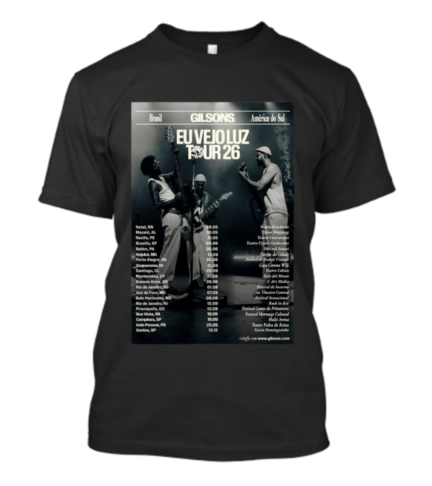 Gilsons Eu Vejo Luz Tour 2026 Brasil América Do Sul T-Shirt