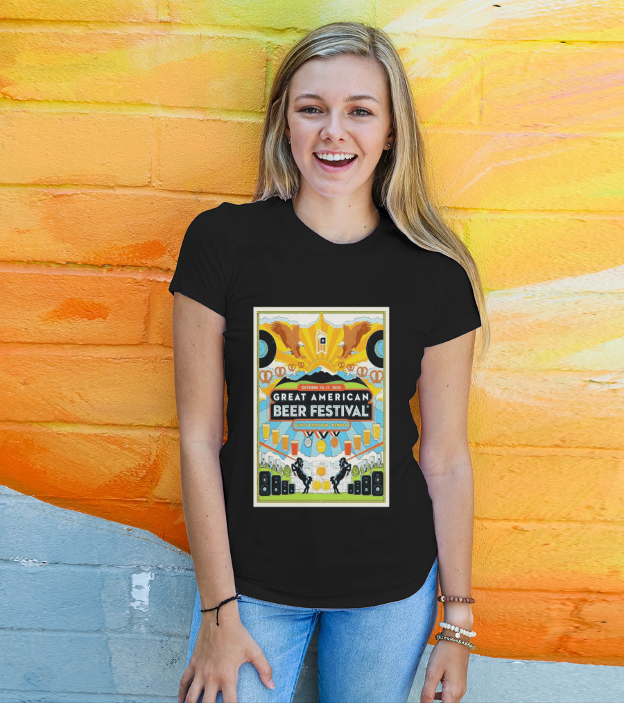 Great American Beer Festival October 10 11 2026 Levitt Pavilion Denver Eagles Pretzels Beer Music T-Shirt