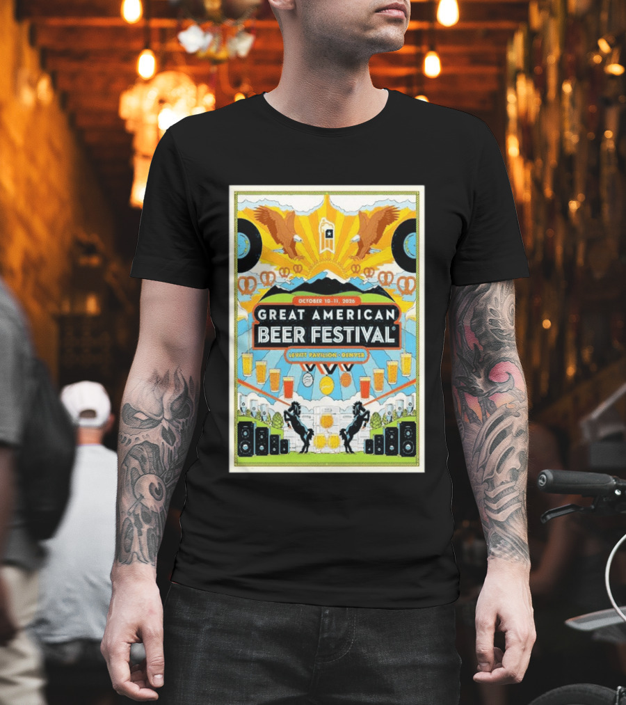 Great American Beer Festival October 10 11 2026 Levitt Pavilion Denver Eagles Pretzels Beer Music T-Shirt