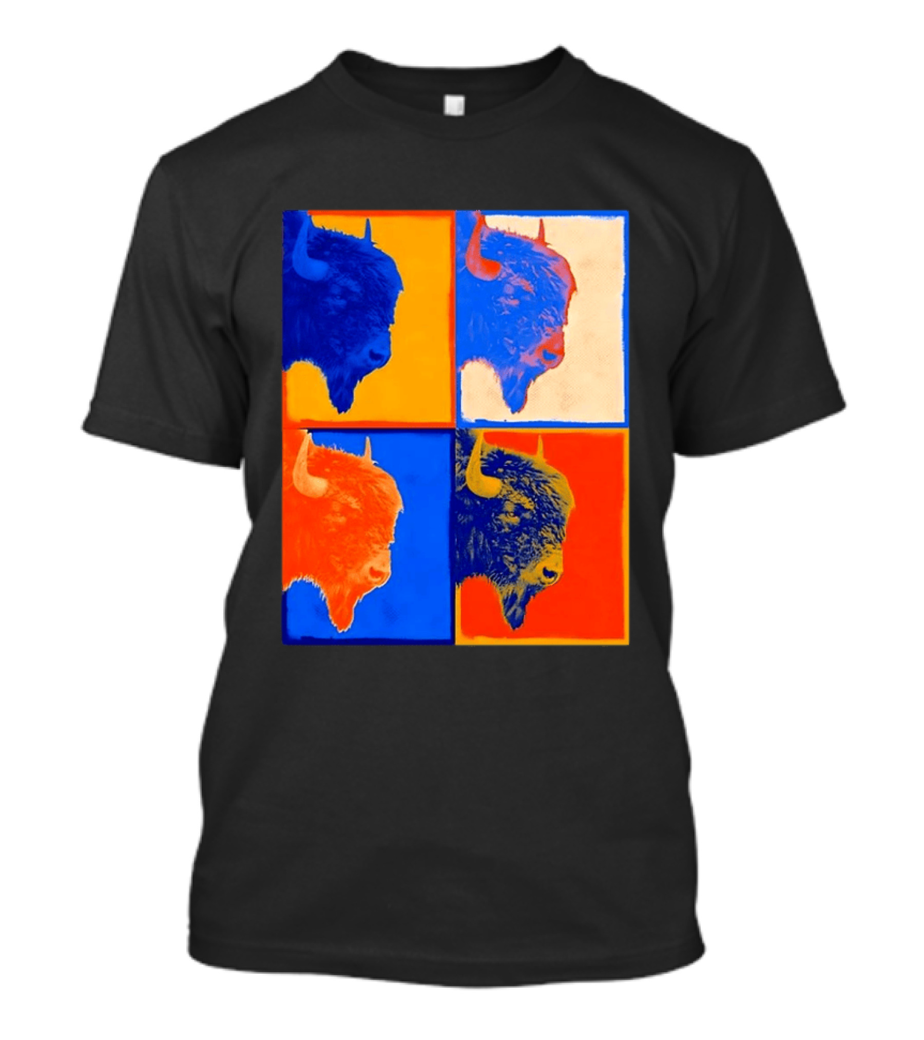 Colorful Pop Bison Grid Andy Warhol T-Shirt