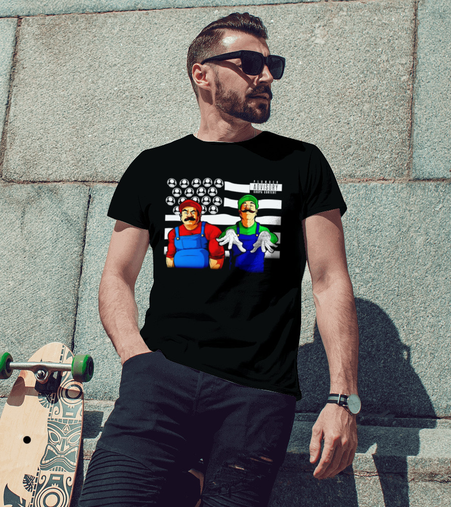 Mario Luigi Plumber Advisory Koopa Mushroom Flag T-Shirt