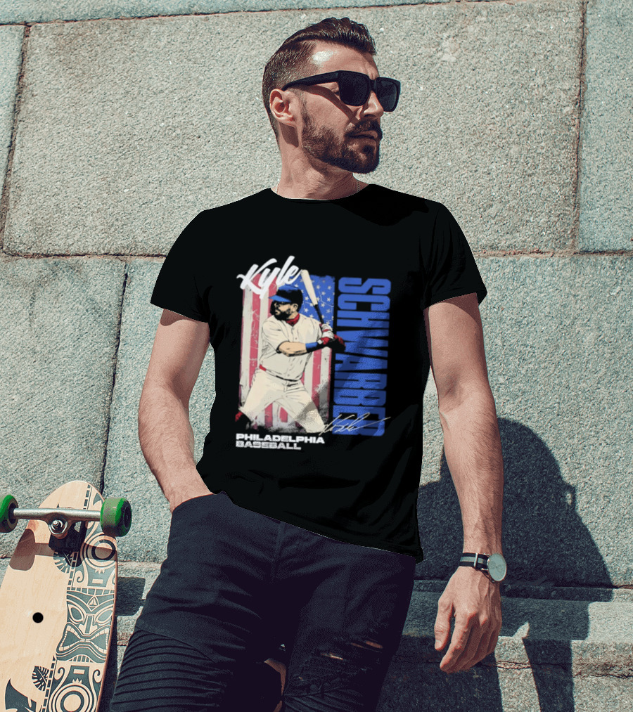 Kyle Schwarber American Flag Philadelphia Baseball T-Shirt
