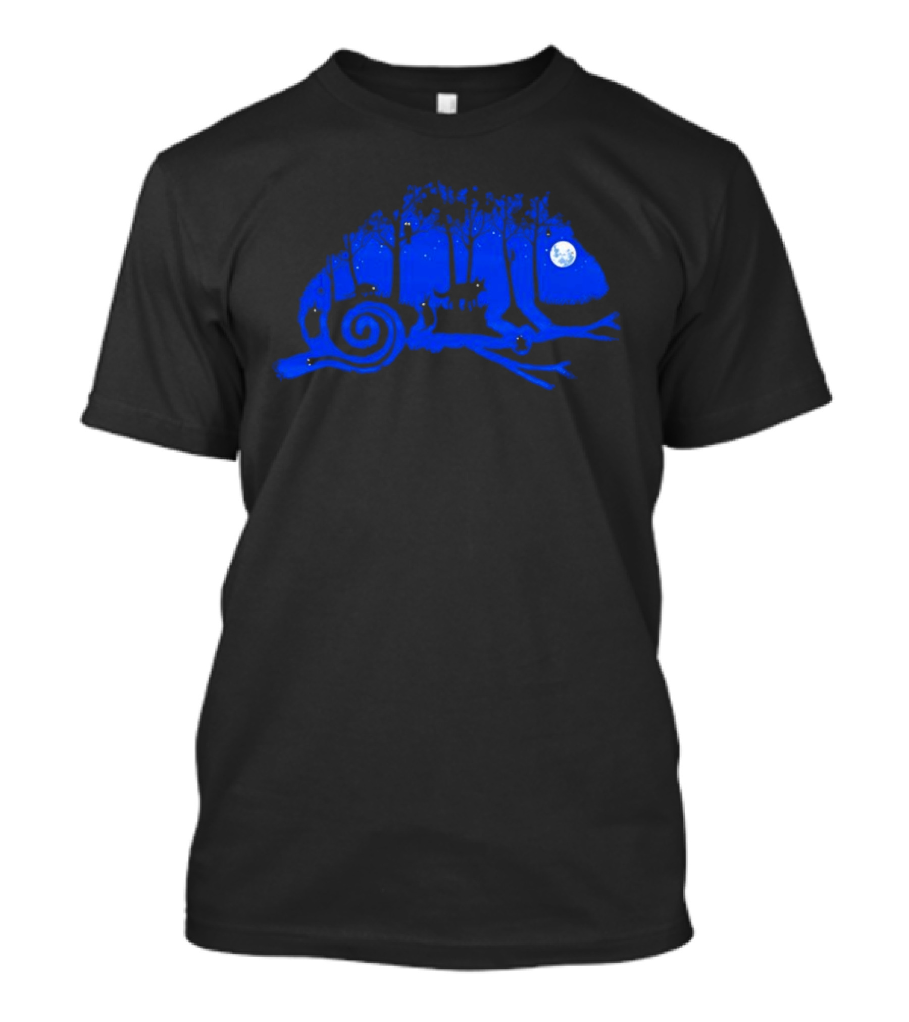 The Midnight Forest Chameleon Moonlit Night Sky T-Shirt