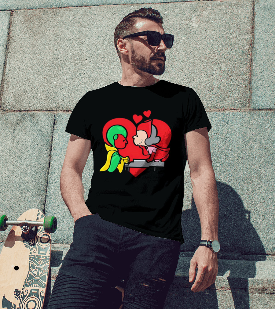 WandaVision Vision Scarlet Witch Piano Romantic T-Shirt