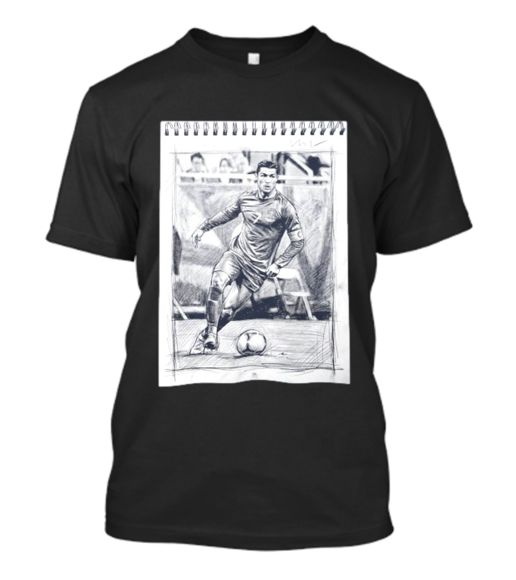 Cristiano Ronaldo CR7 Soccer Sketchbook Drawing T-Shirt