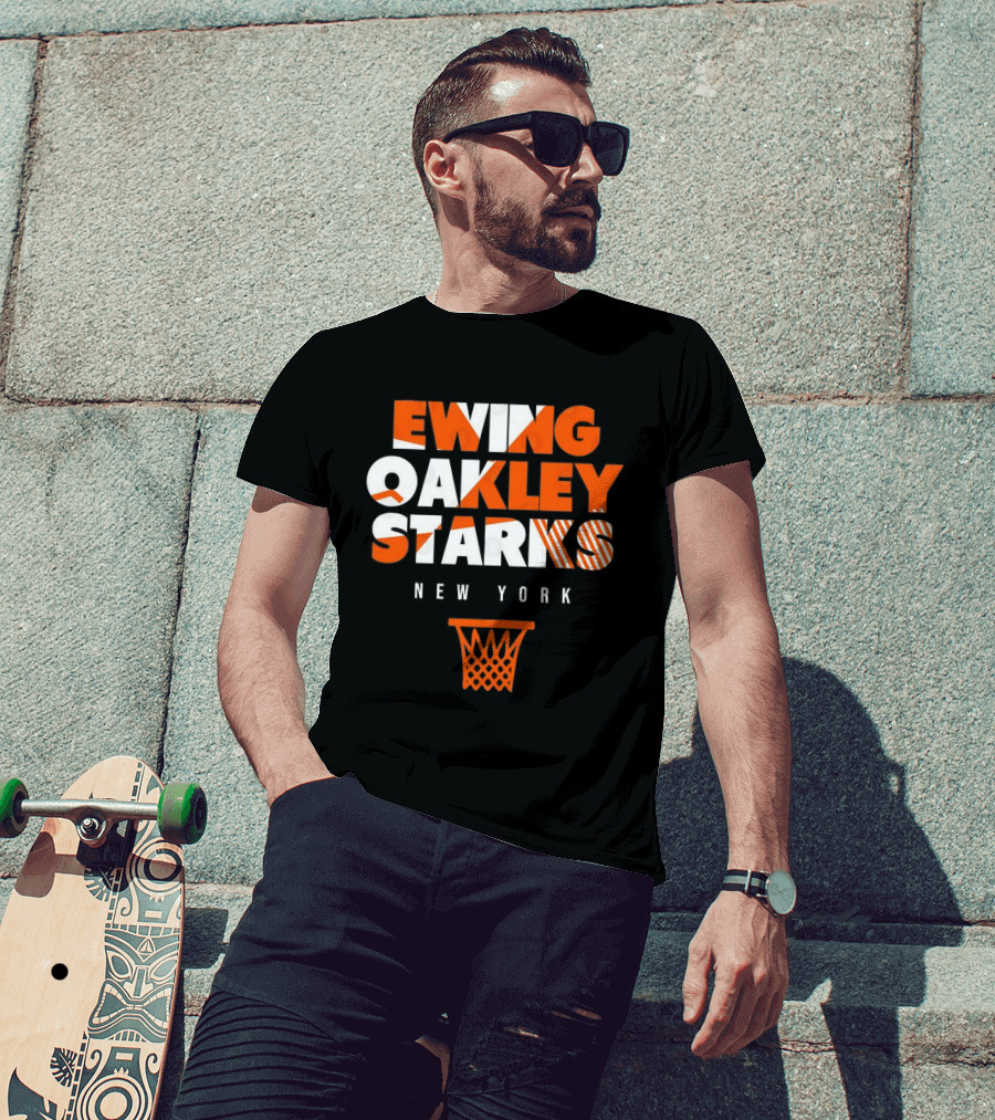 Ewing Oakley Starks New York Knicks Basketball Legends 90s Hoop T-Shirt